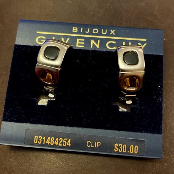 Bijoux Givenchy Black and Silver-plated Clip Earrings